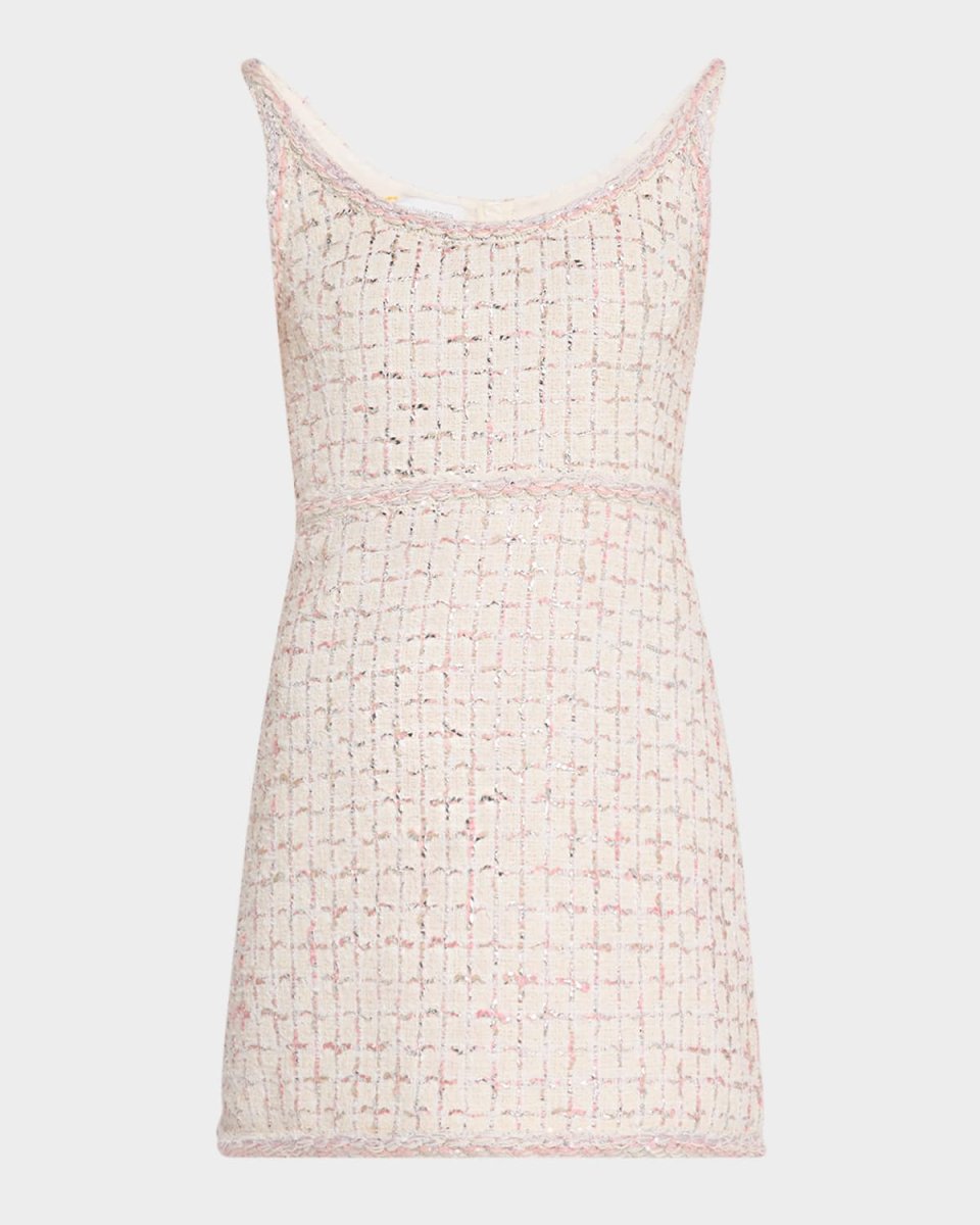 Check Metallic Eyelash Tweed Sleeveless Mini Dress